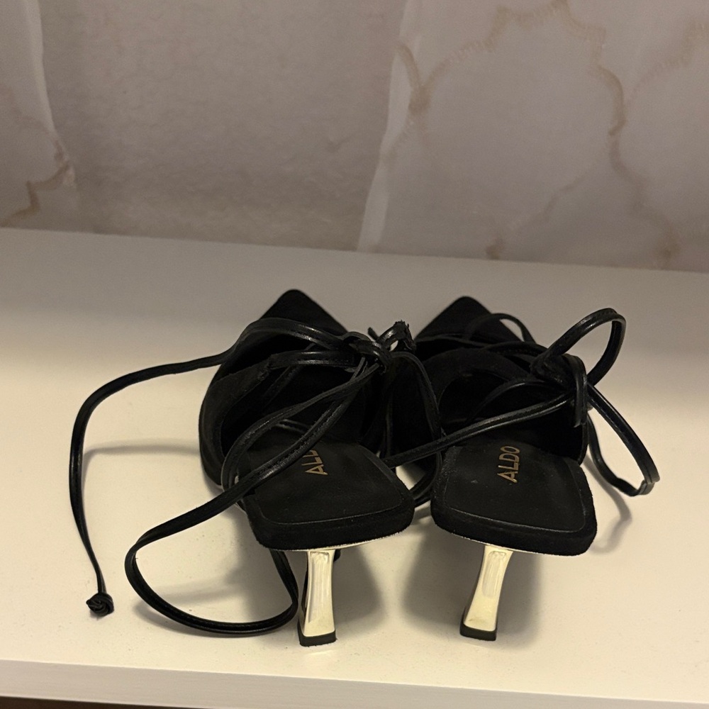 Aldo Elegant Black Lace-Up Heels - Picture 3 of 5